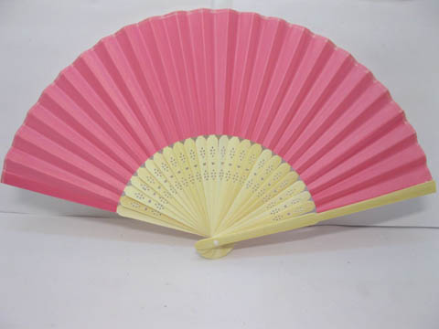 10x Diy Plain Pink Paper Hand Fans For Wedding 21cm Fan45