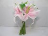 1X Lily Bridal Bouquet Holding Flowers Wedding Favor LightPink