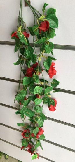 4X Artificial Red Rose Flower Vine Hanging Leaves we-flo98 - Click Image to Close