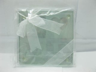 5Set X 2Pcs "Clearly in Love" Love Glass Coasters Wedding Favor