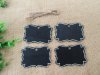 12Packs x 4Pcs Black Chalkboard Tags Clothes Pins with Hemp Cord