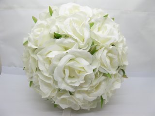 1X HQ Wedding White Rose Bridal Bouquets Posie 23cm Dia.