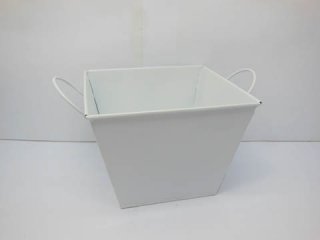 10X Square Tin Bucket with Handles for Wedding Favor - White