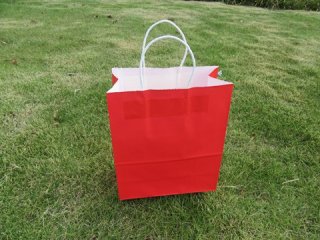 48 Bulk Kraft Paper Gift Carry Shopping Bag 27x22x11cm Red