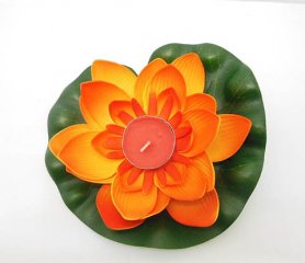 25 Embossed Orange Floating Lotus Flower Wedding Decoration
