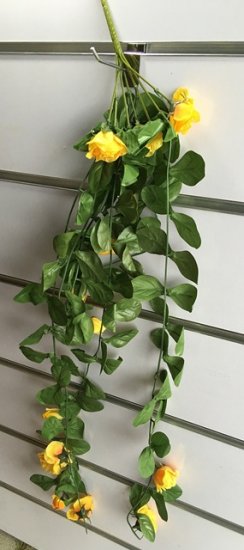 4X Artificial Yellow Orange Rose Flower Vine Leaves we-flo129 - Click Image to Close
