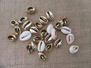 100Pcs Natural & Golden Shell Pendants Beads Wedding Decoration