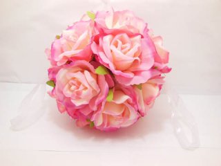 1X Wedding Pink Rose Bridal Bouquets Posie 20cm Dia.
