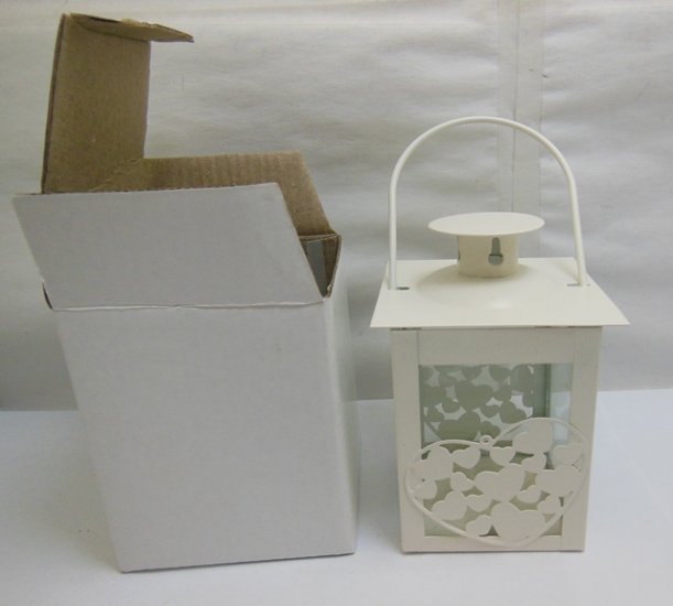 4X White Heart Mini-Lanterns Bombonieres Wedding Favours - Click Image to Close