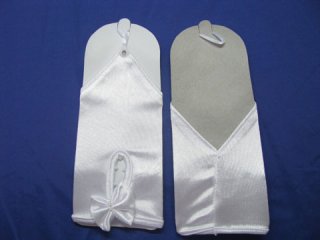 5Pair White Wedding Satin Fingerless Bridal Gloves 18cm