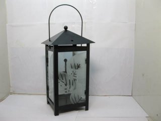 1Pc Black 4-Sided Lantern Glass Candle Holders