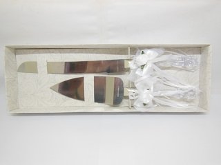 1X Wedding Cake Knife & Serving Set - Ribboned Rose Gift Boxed