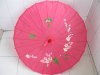 5X Fuschia Oriental Parasol Cloth Umbrella FloralPattern