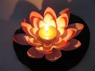 25 Red White Floating Lotus Flower with Candle Wedding Decoratio