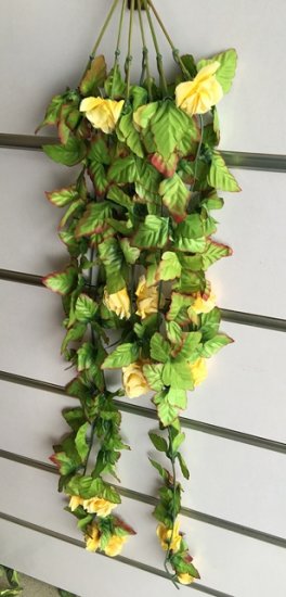 4X Artificial Yellow Rose Flower Vine Hanging Leaves - Click Image to Close