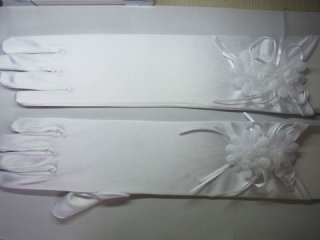 2Pair Elegant Wedding Bridal Gloves with Flower 37cm