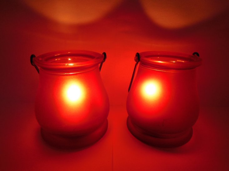10Pcs Red Frosted Hanging Glass Tea Light Holder Wedding Favor - Click Image to Close