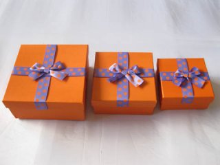 5Set 3in1 Polka Dotted Ribbon Gift Boxes - Orange