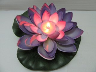 25 Purple Floating Lotus Flower with Candle Wedding Decoration
