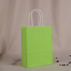 48 Bulk Kraft Paper Gift Carry Shopping Bag 22x16x8cm Green