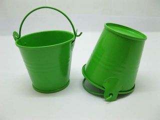 12 Green Mini Tin Pail Bucket 6x5.5x4.2cm for Wedding Favor
