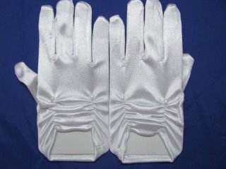 2Pairs White Wedding Dress/Satin Bridal Gloves 17.8cm