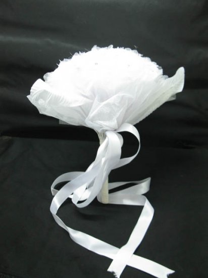 1X New White Wedding Bridal Bouquet with Rhinestone - Click Image to Close