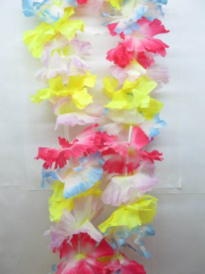 12 Hawaiian Dress Party Flower Leis/Lei 88cm - Click Image to Close