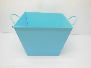 10X Square Tin Bucket with Handles for Wedding Favor - Sky Blue