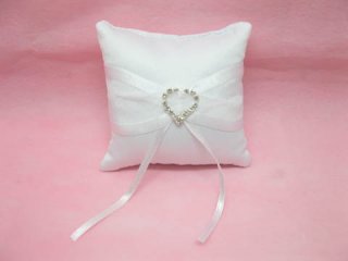 1Pcs White Wedding Ring Pillow 10x10cm with Heart Buckle Wholesa