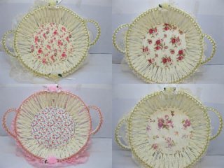 10X Fancy Handmade Round Paper Crochet Basket w/Handle