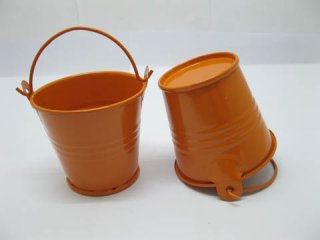 12 Orange Mini Tin Pail Bucket 6x5x4cm for Wedding Favor