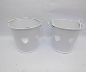 40Pcs White Hollow Mini Tin Pail Bucket 5.5cm Wedding Favor