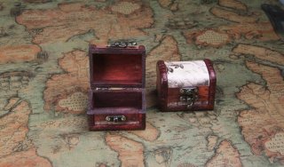 10Pcs Mini Vintage Lock Jewelry Treasure Chest Case Wooden Box