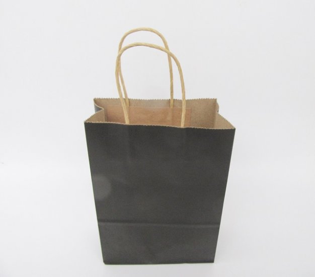 48 Bulk Kraft Paper Gift Carry Shopping Bag 22x16x8cm Black - Click Image to Close