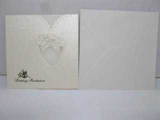 10Pcs New Square Wedding Invitation W/Flower&Heart 15X15cm