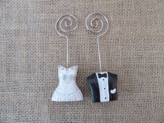 12Prs Bride&Broom Table Stand Name Number Place Card Holder Wedd
