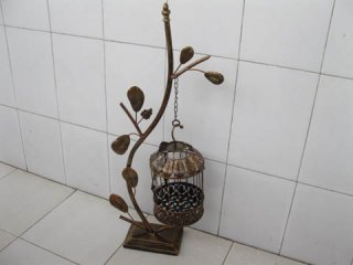 1X Copper Plated Hanging Bird Cage & Stand Wedding Favor