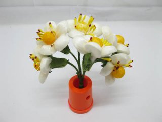 12BundleX6Pcs Craft Wedding Decor Plum Flower - White