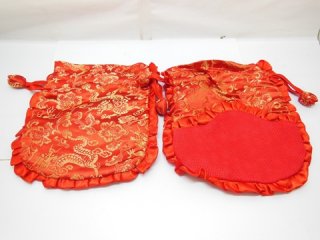 4x10Pcs Red Chinese Blessing Pouches Drawstring Gift Bags