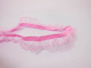 65 Yards Pink Elastic Ruffle Lace Lacemaking Craft Trim