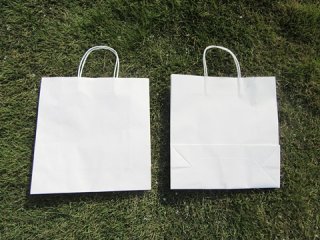 50 Kraft Paper Bags with Carrying Strap 31x30x11.5cm