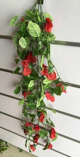 4X Artificial Red Rose Flower Vine Hanging Leaves we-flo89 - Click Image to Close