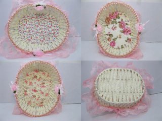 10X Fancy Handmade Oval Shape Paper Crochet Basket