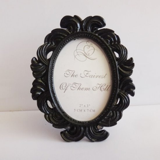 10Pcs Black Oval Baroque Place Card Holder Photo Frame Wedding - Click Image to Close