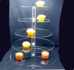 1Set HQ 5-Tier Clear Acrylic Round Cupcake Stand Wedding Party D