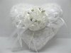 1X White Heart Wedding Ring Pillow w/case under Rose