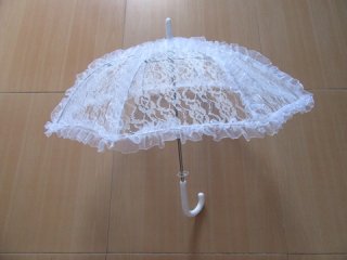 1X White Lace Wedding Bridal Ruffle Parasol Umbrella 58cm Dia