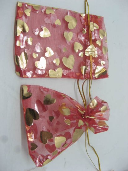 100 Red Drawstring Jewelry Gift Pouches 9x12cm - Click Image to Close