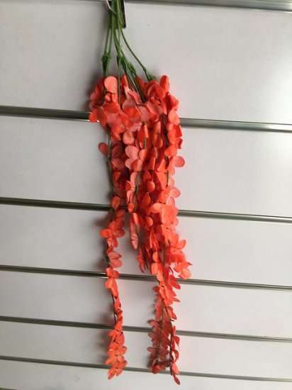 2X Artificial Beautiful Red Orange Garden Flower Hanging Leaves - Click Image to Close